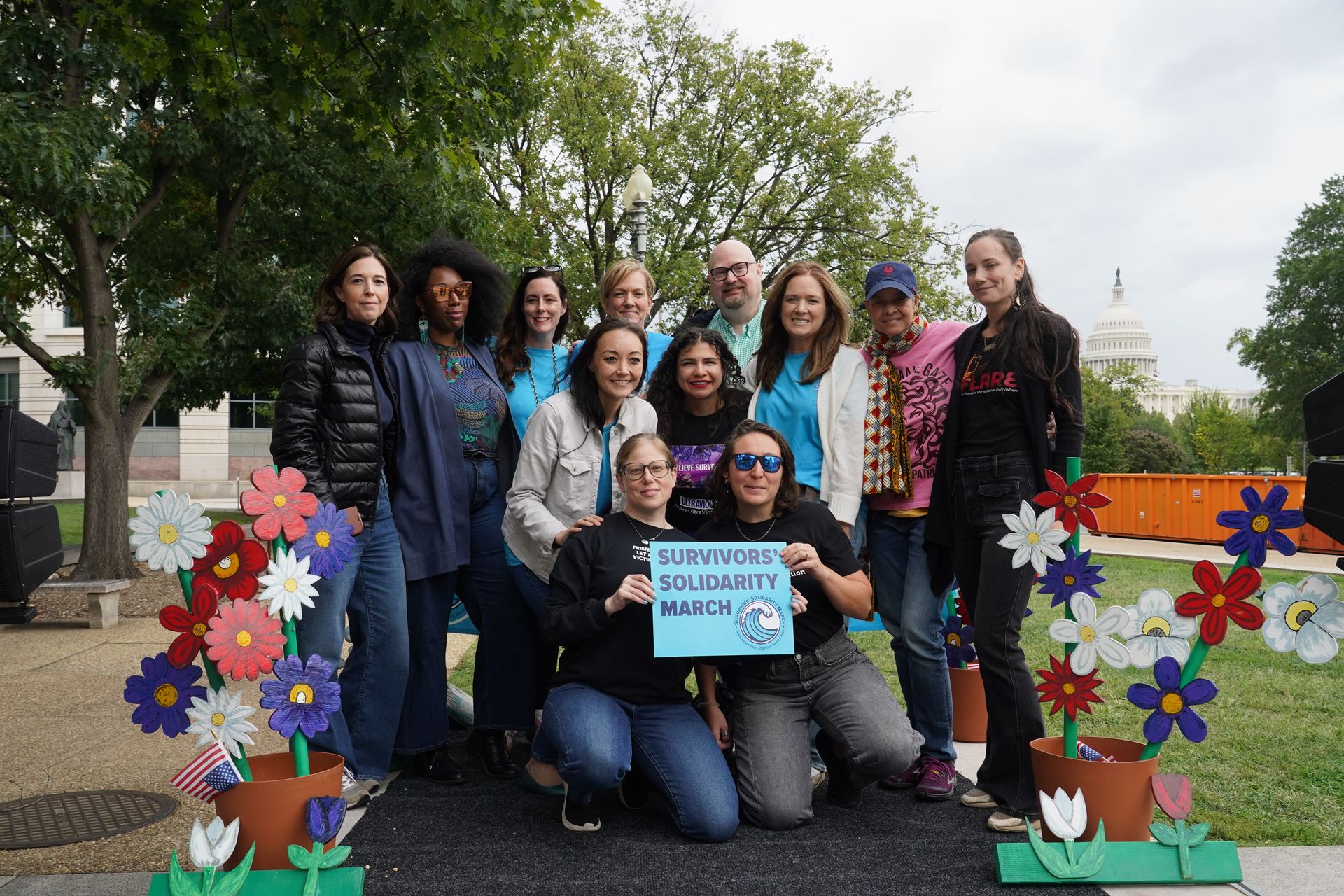 Steve Simons with the other speakers at Survivors Solidarity March, September 26, 2026. Photo credit: Leigh Vogel / Getty Images